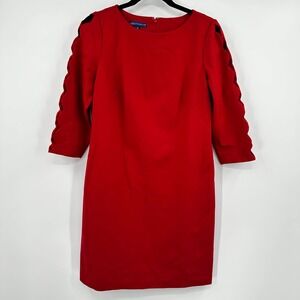 RSVP by Talbots Red Sheath Dress 8P Lattice Cutout Sleeve Ponte Knit Cocktail